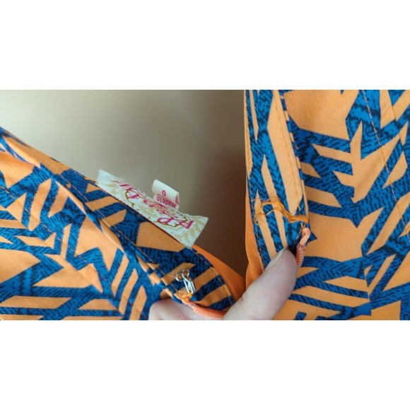 PLENTY by Tracy Reese Mini Sheath Dress Orange Blue African Wax Print Sexy XS 0 - Picture 4 of 6